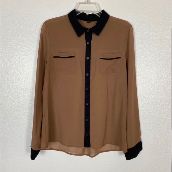mine Semi-sheer Shirt Brown Black Size L - Picture 7 of 7